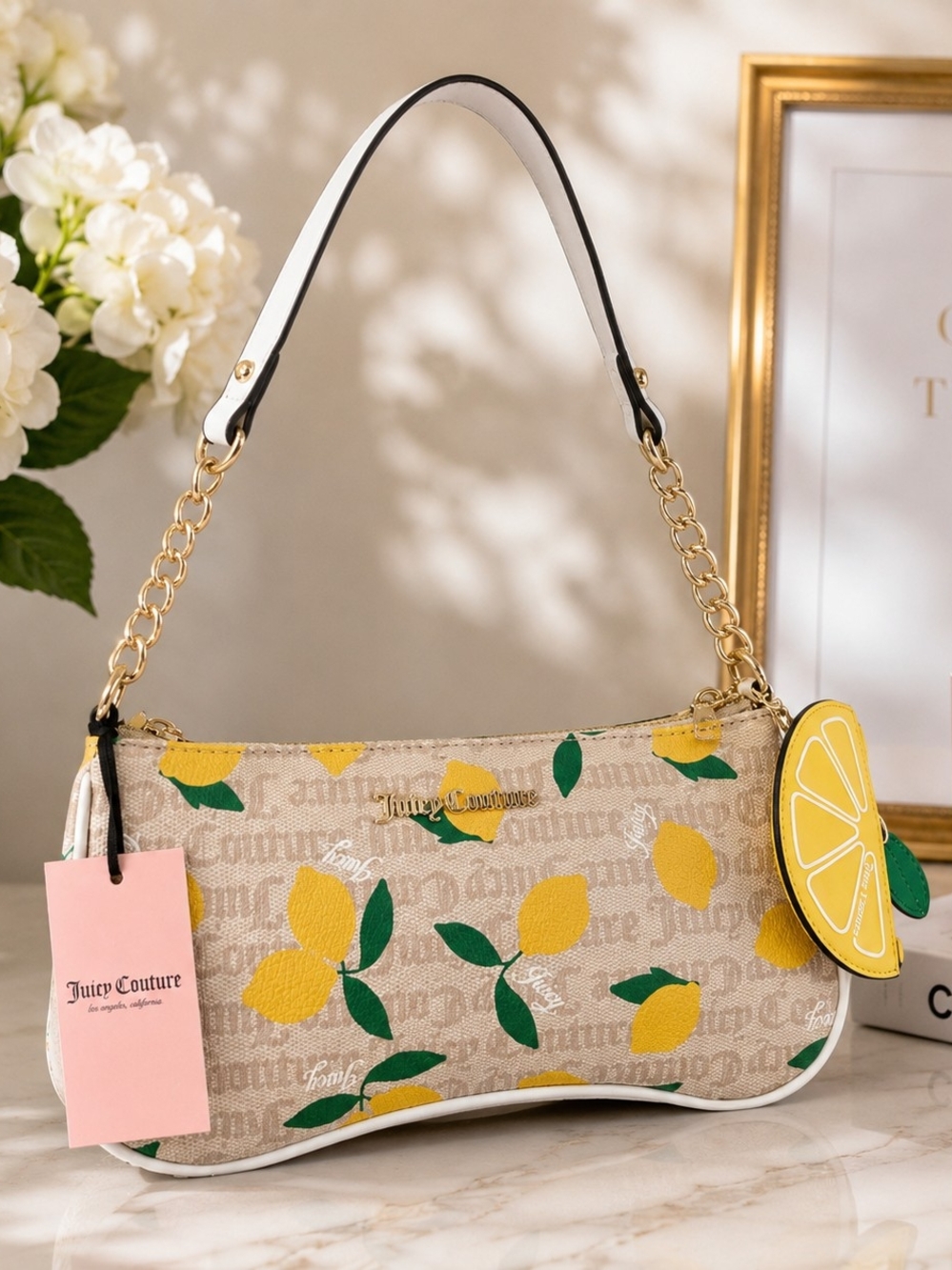 Juicy Couture Fruitful Lemon Print Shoulder Bag NWT 🍋 Sandstone Multi